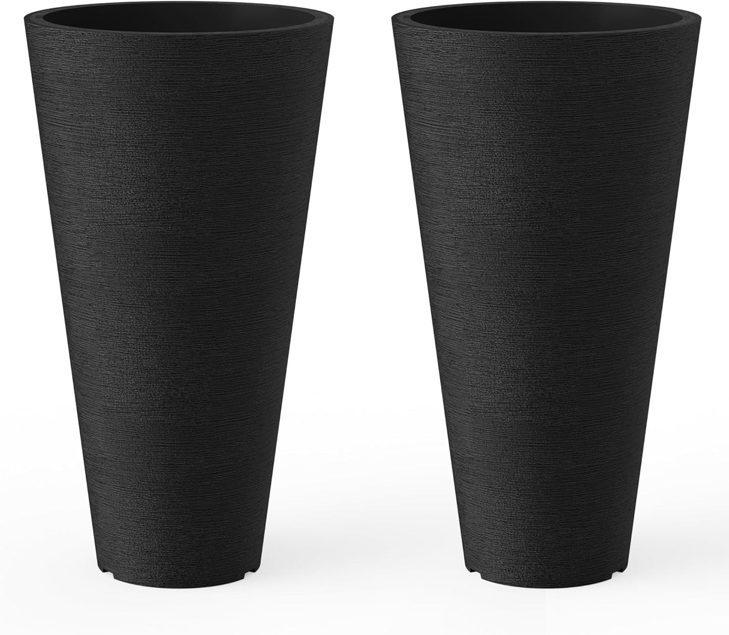 Kante Tall Round Planter Set of 2 for Indoor Outdoor Use