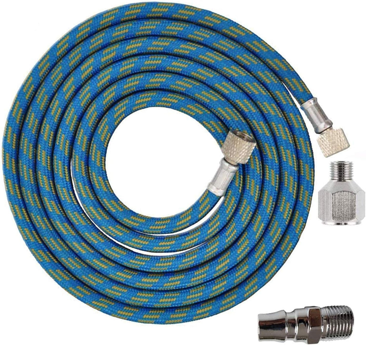 Braided 6-Ft Airbrush Hose w/ 1/8 - 1/4 Adapter for 3-in-1 Airbrush Kit - Super Flexible!