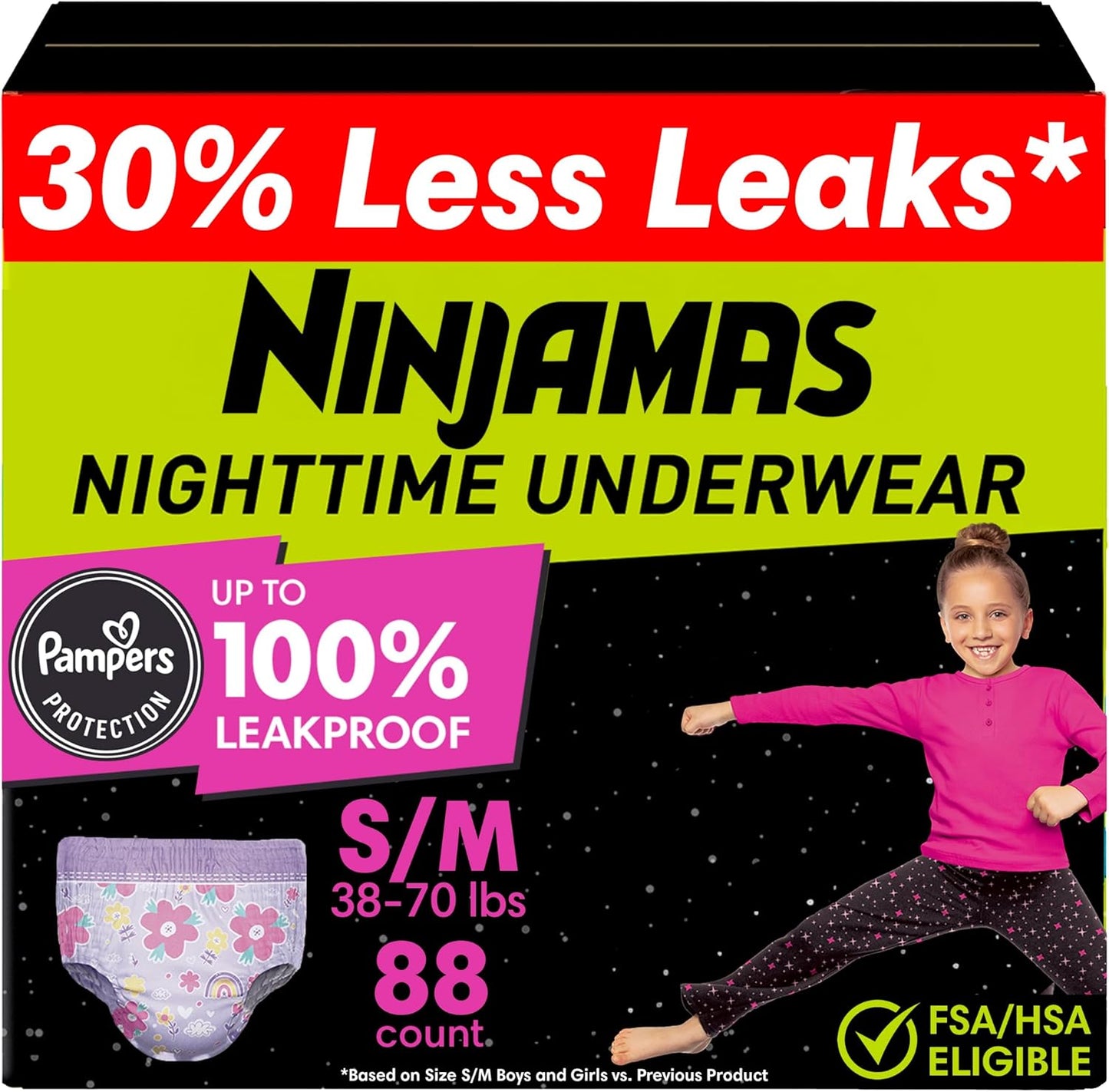 Ninjamas Girls Bedwetting Nighttime Underwear for Comfort