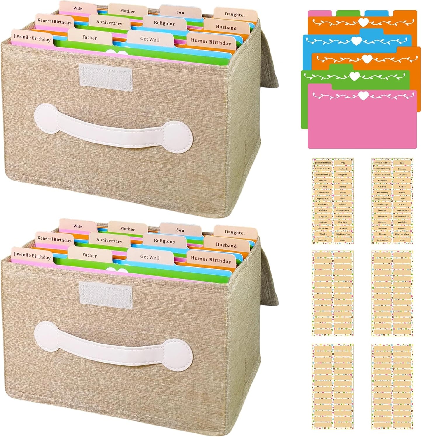 Greeting Card Organizer with Adjustable Dividers for 120+ Cards