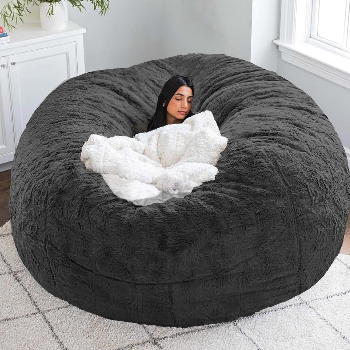 Super Comfy 7FT Beanbag Chair Cover, Dark Grey