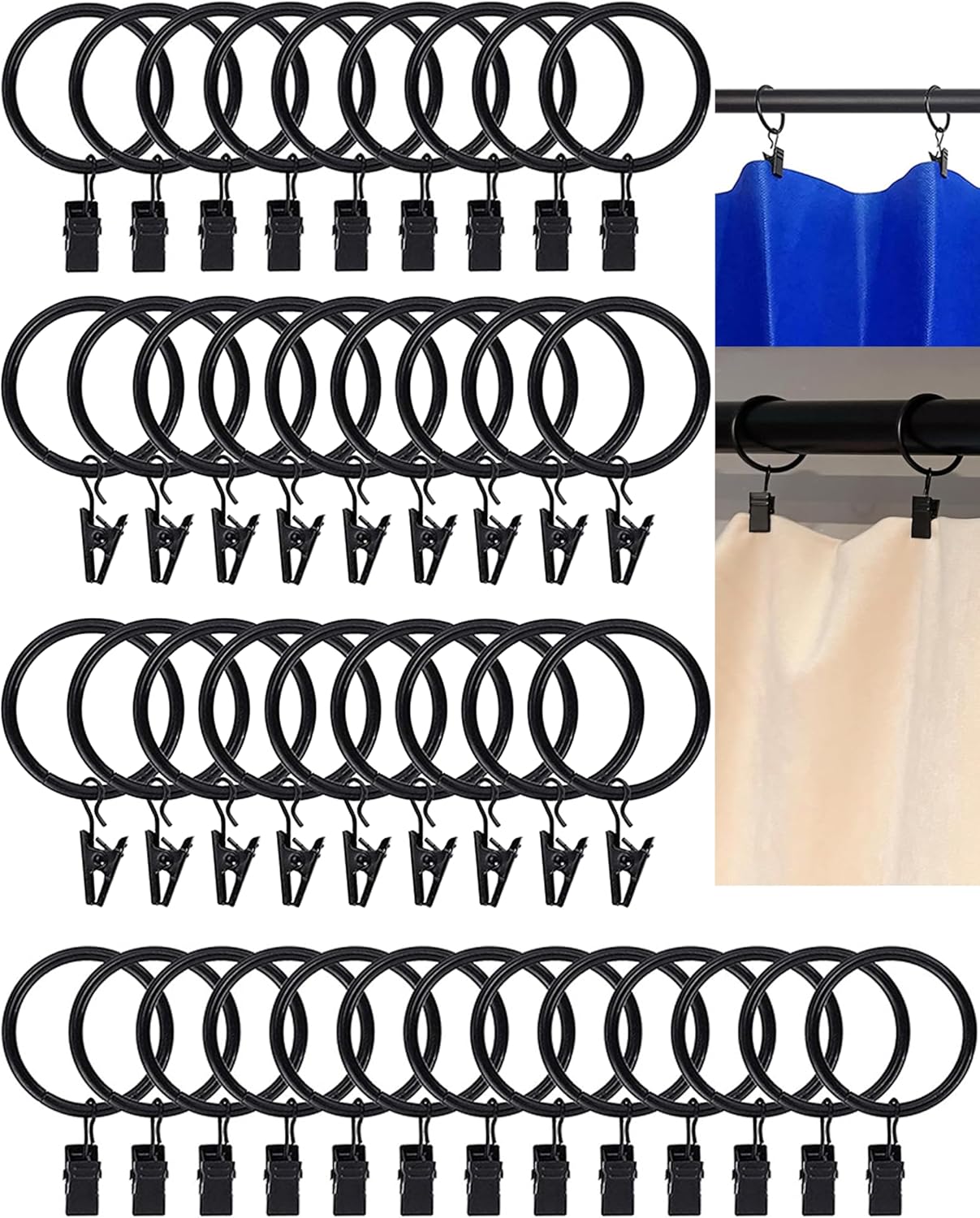 Rustproof Black Curtain Rings: Versatile, Durable Clips
