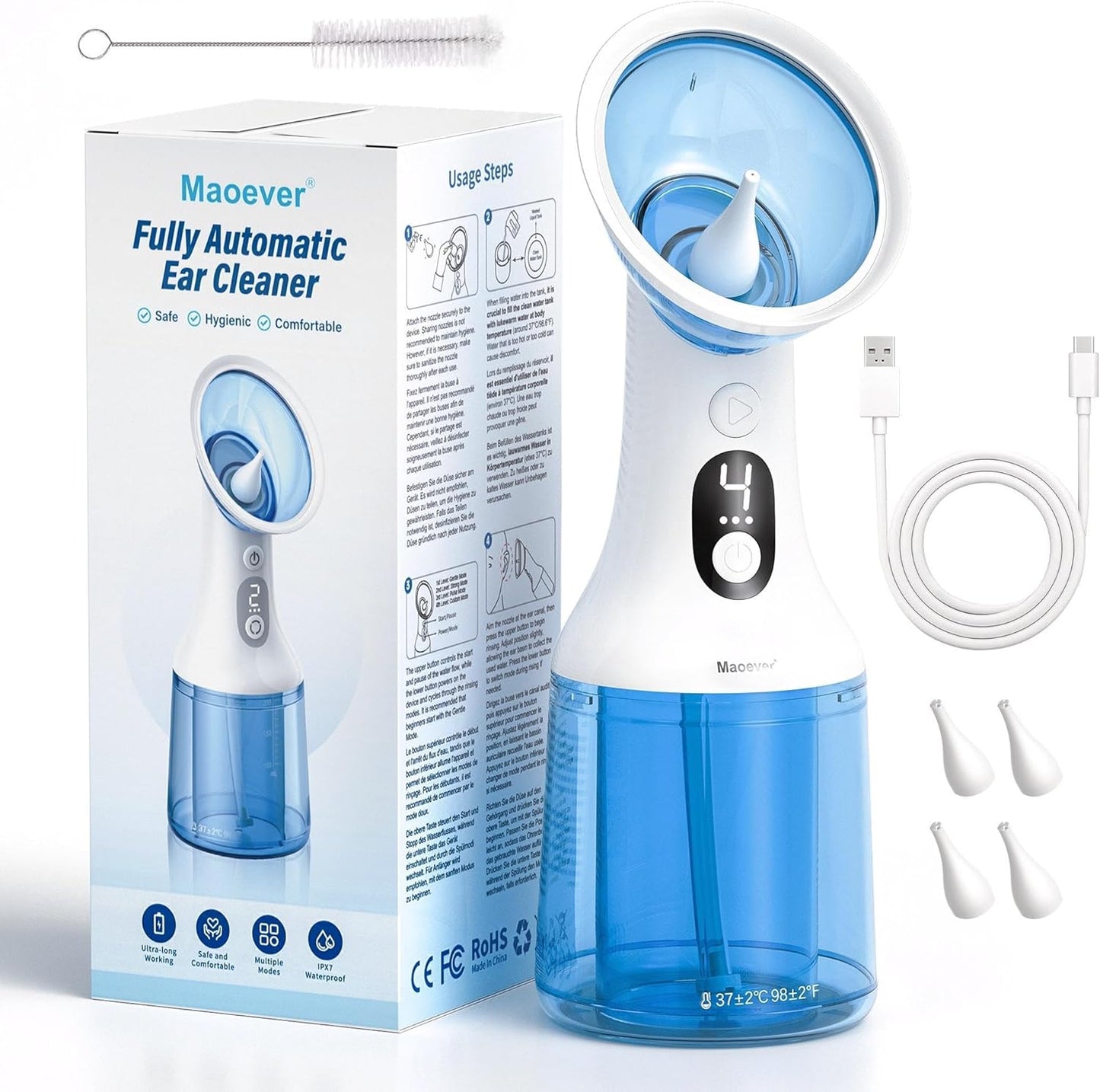 Electric Ear Wax Removal System with Dual Tank for Home Use