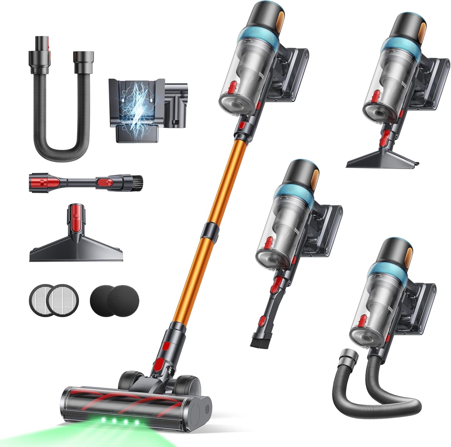 Cordless Vacuum Cleaner with 600W Suction for All Floors