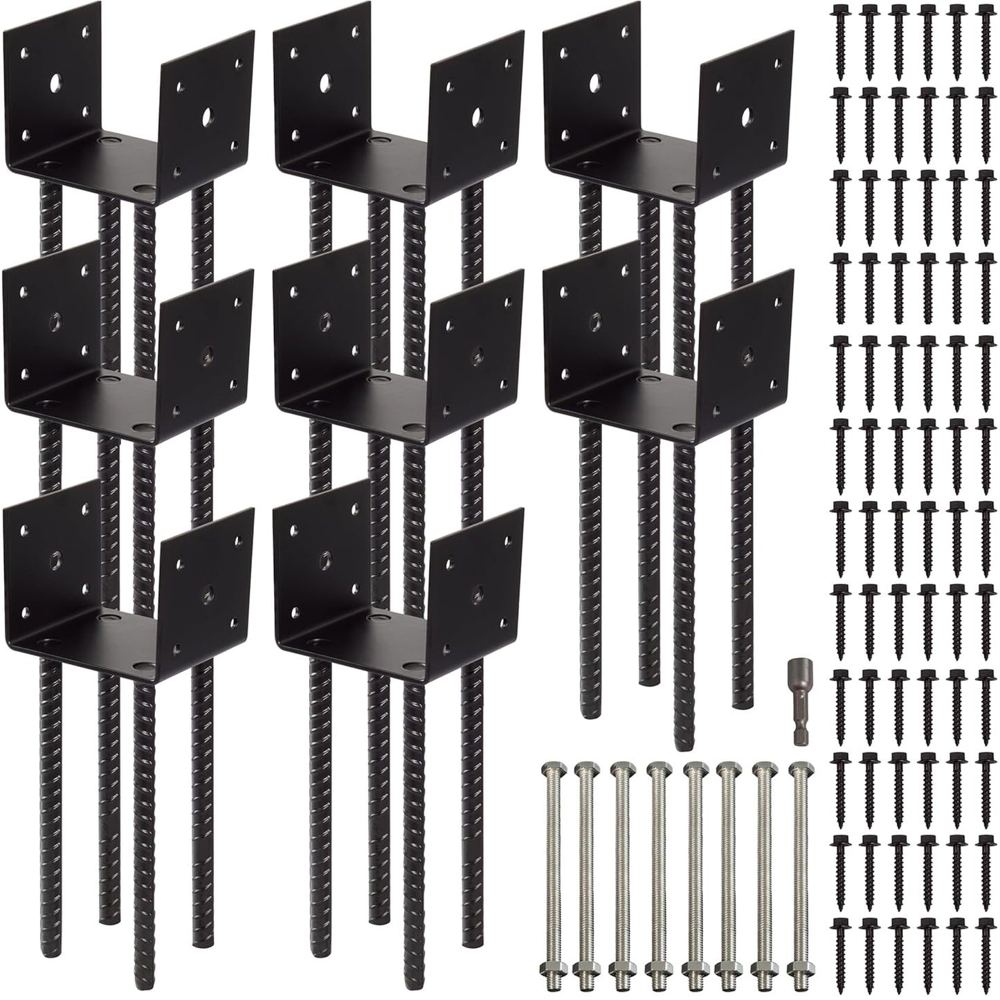 Fence Post Holder Ground Spike for Concrete Deck - 8 Pack