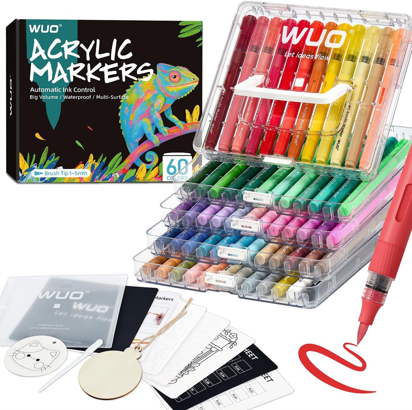 WUO 60 Colors Acrylic Paint Markers for Vibrant DIY Crafts