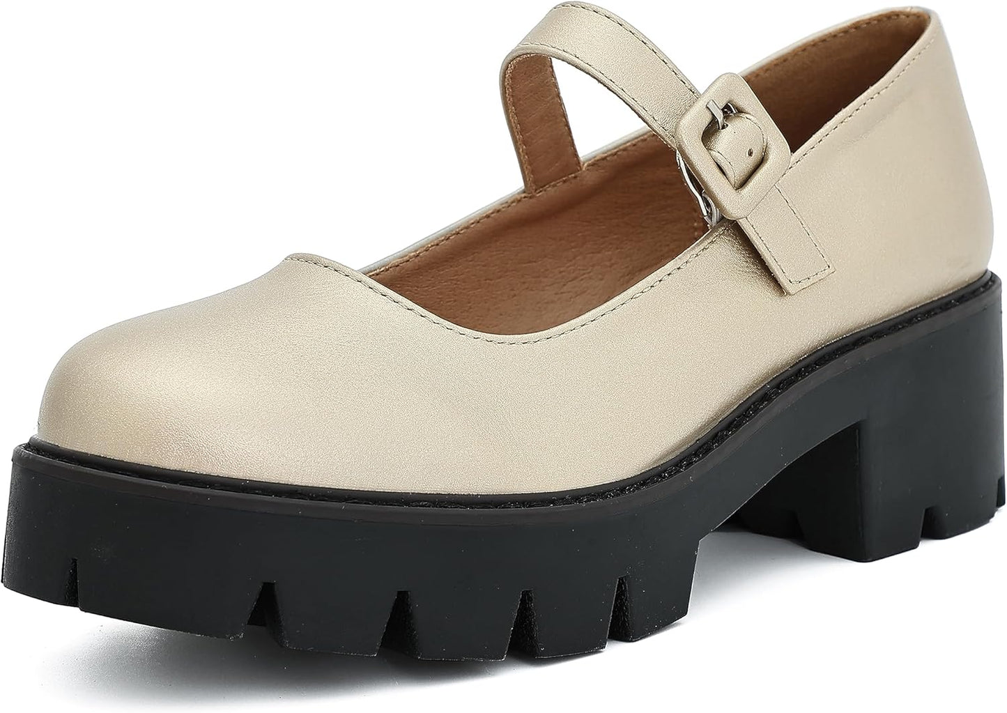 Women's Round Toe Ankle Strap Mary Janes Platform Dress Shoes