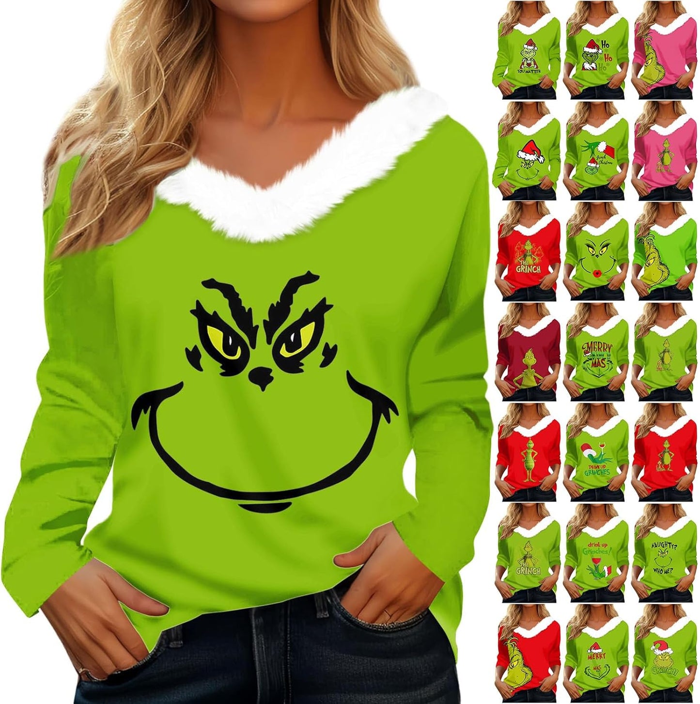 Funny Christmas V-Neck Tops: Cozy & Festive!