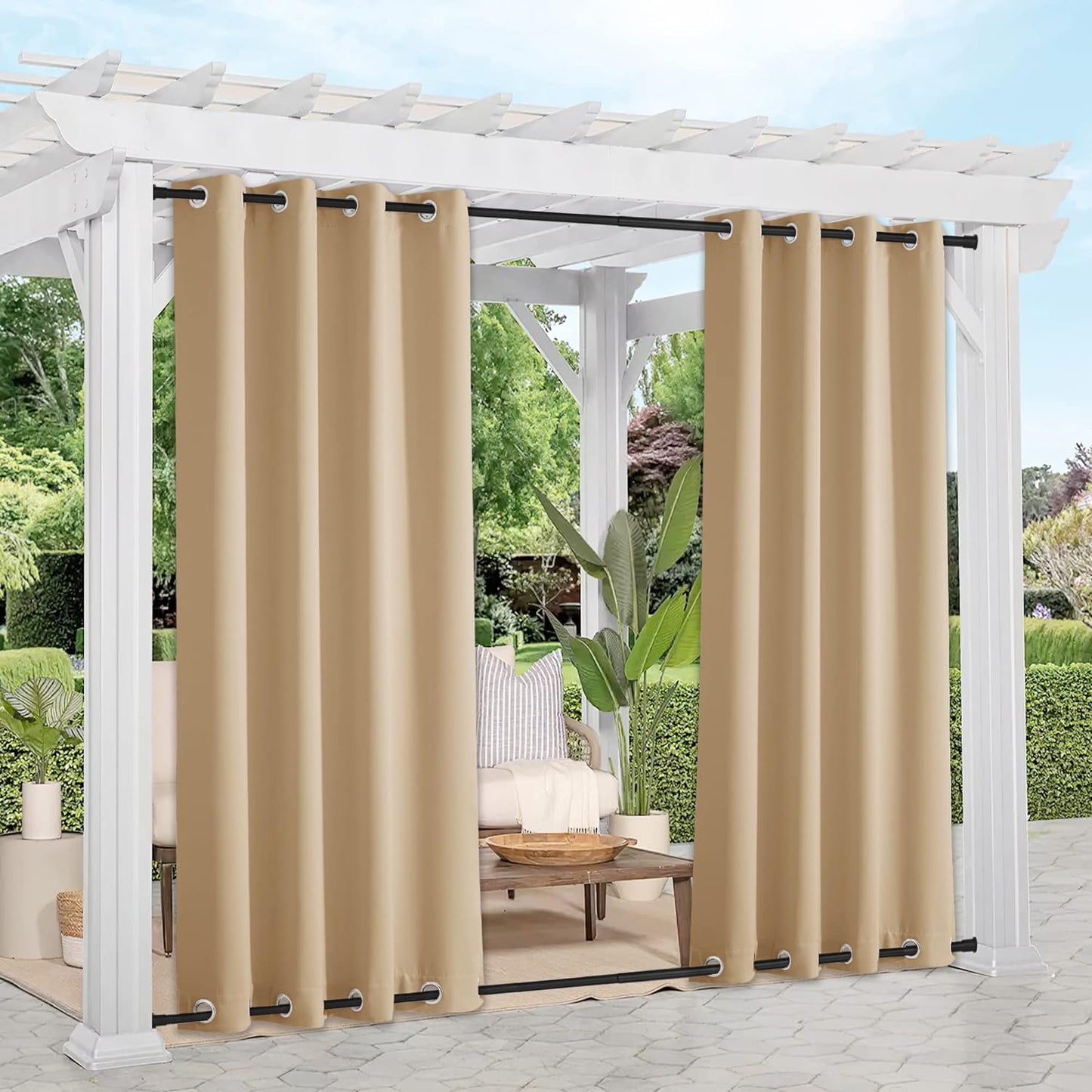 NICETOWN Waterproof Outdoor Curtains for Patio Sunlight Block
