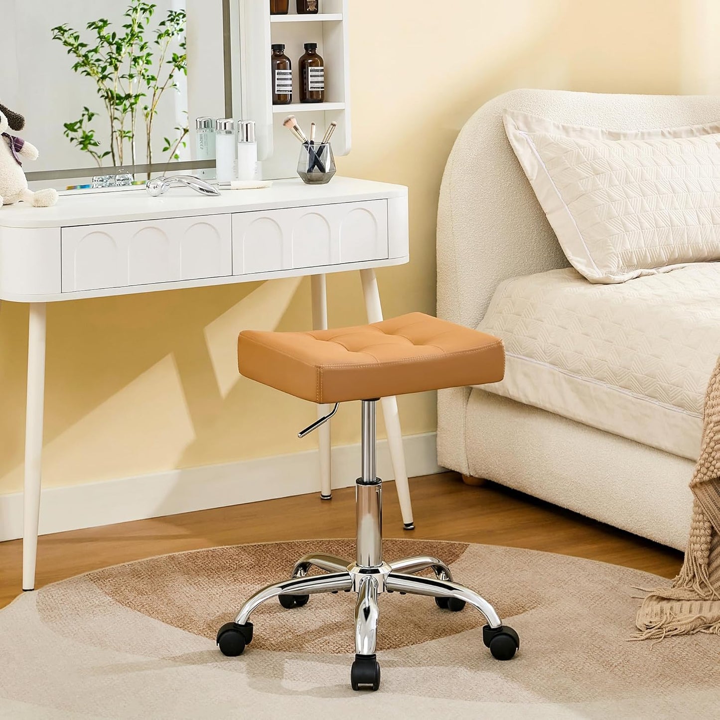 Adjustable Height Rolling Stool for Nail and Tattoo Services
