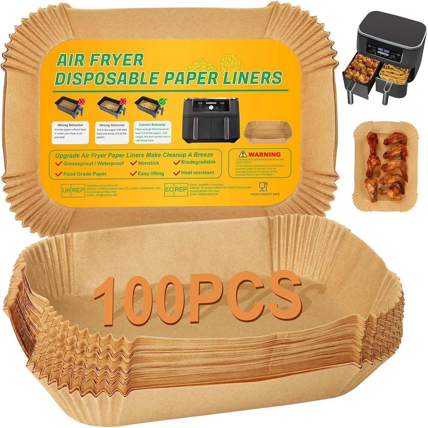 100PCS Ninja Air Fryer Parchment Liners