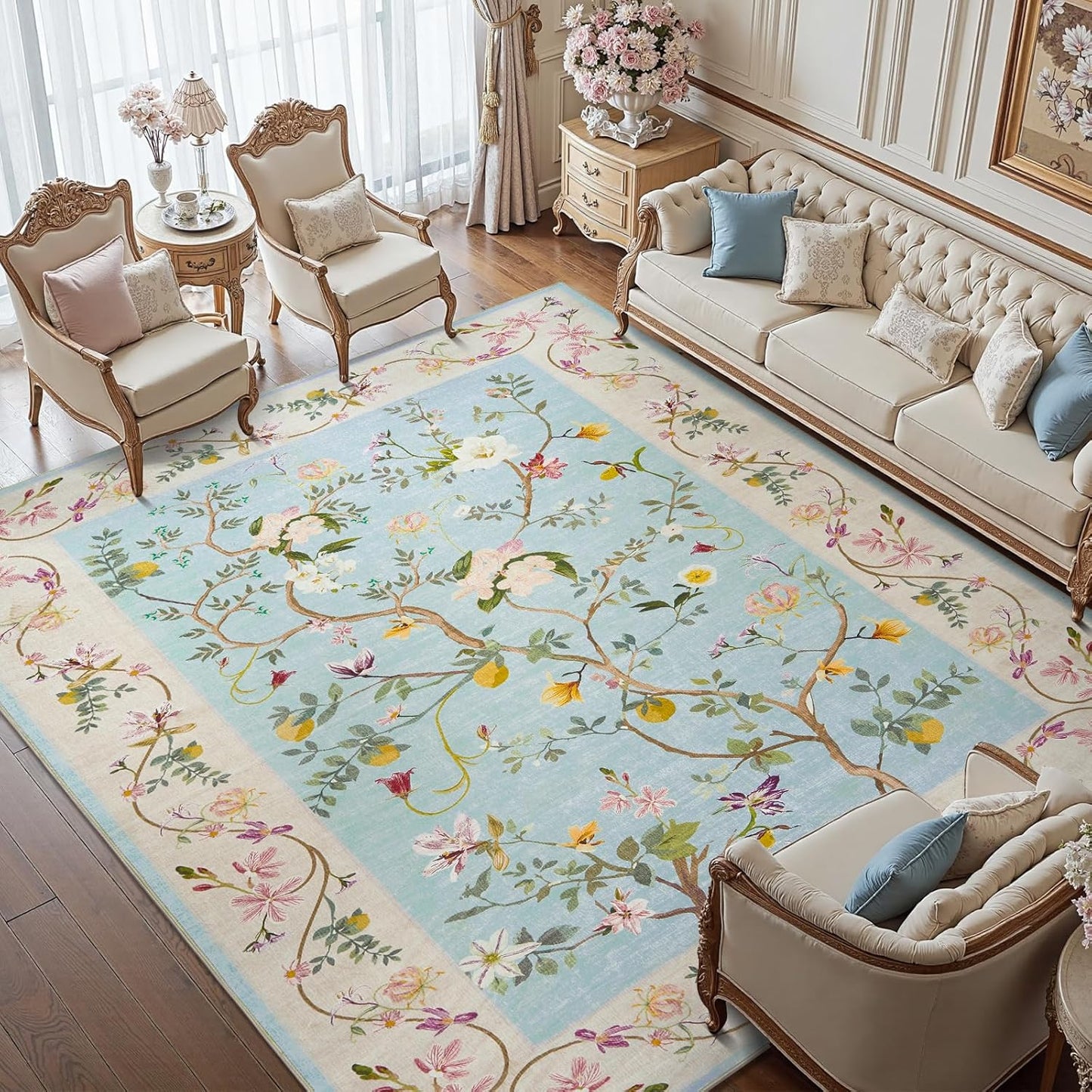 Floral 6x9 Area Rugs by jinchan - Soft Non-Slip Carpet