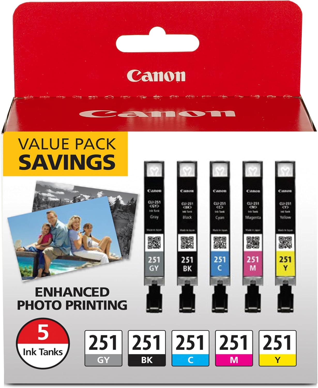 Canon CLI-251 Genuine 5 Color Value Pack for Stunning Prints