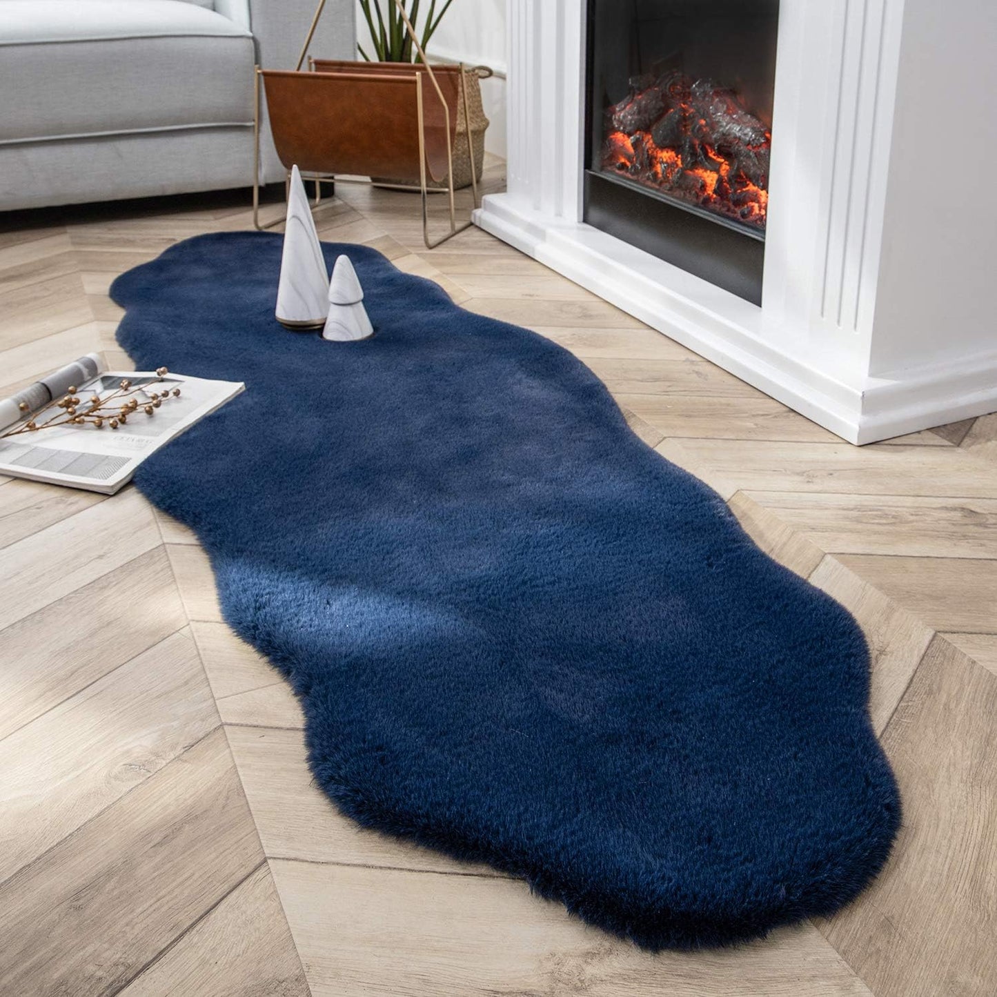 Ultra Soft Faux Rabbit Fur Rug for Bedroom and Living Room