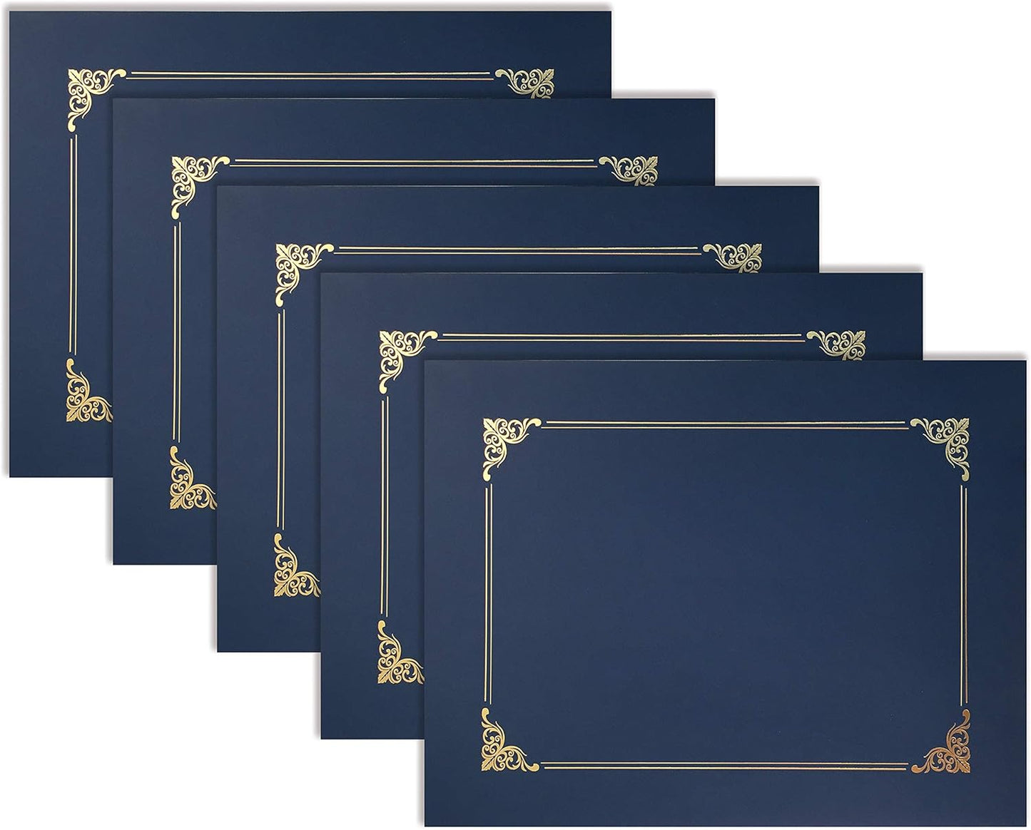 Gold Foil Navy Blue Certificate Holders x25