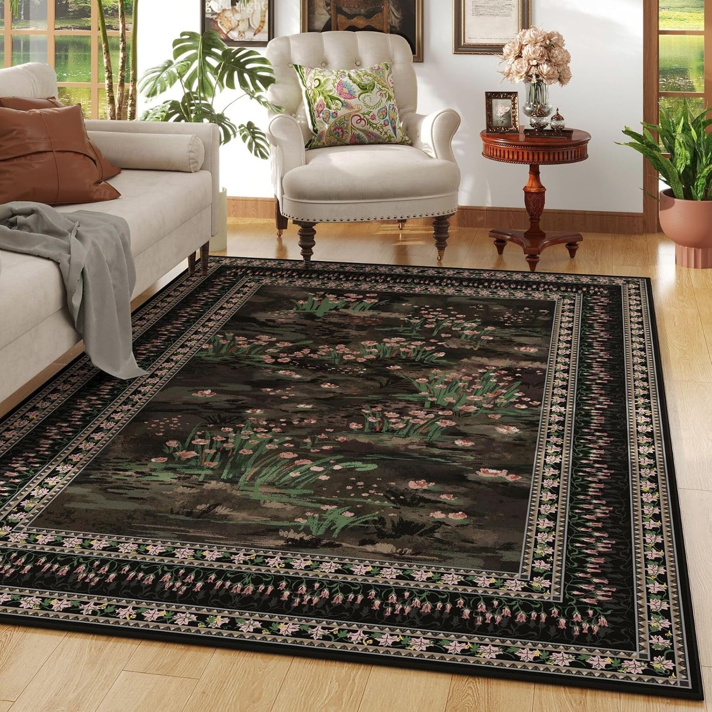 Impressionist-Style Vintage Washable Area Rug for Every Room