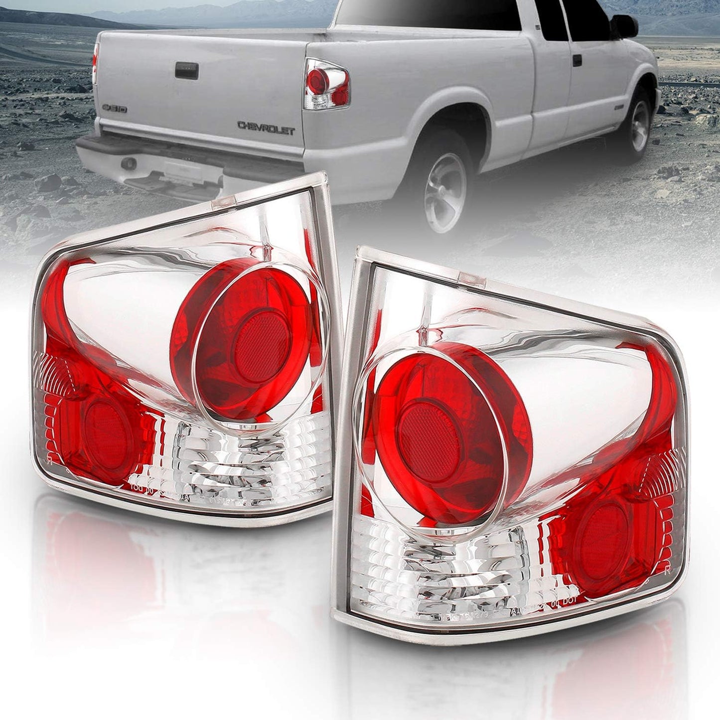 AmeriLite Chrome Red Replacement Brake Lamp Tail Lights Set