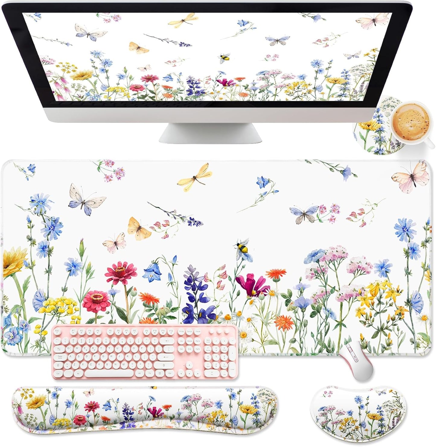 Large Floral Mouse Pad Set by Saillong - Wildflower Design