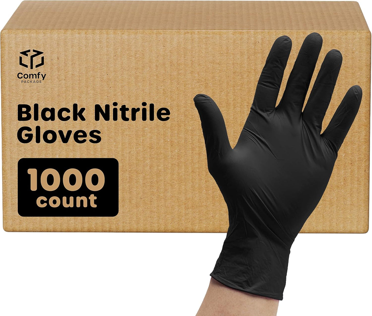 Comfy Package Black Nitrile Gloves for Heavy Duty Protection