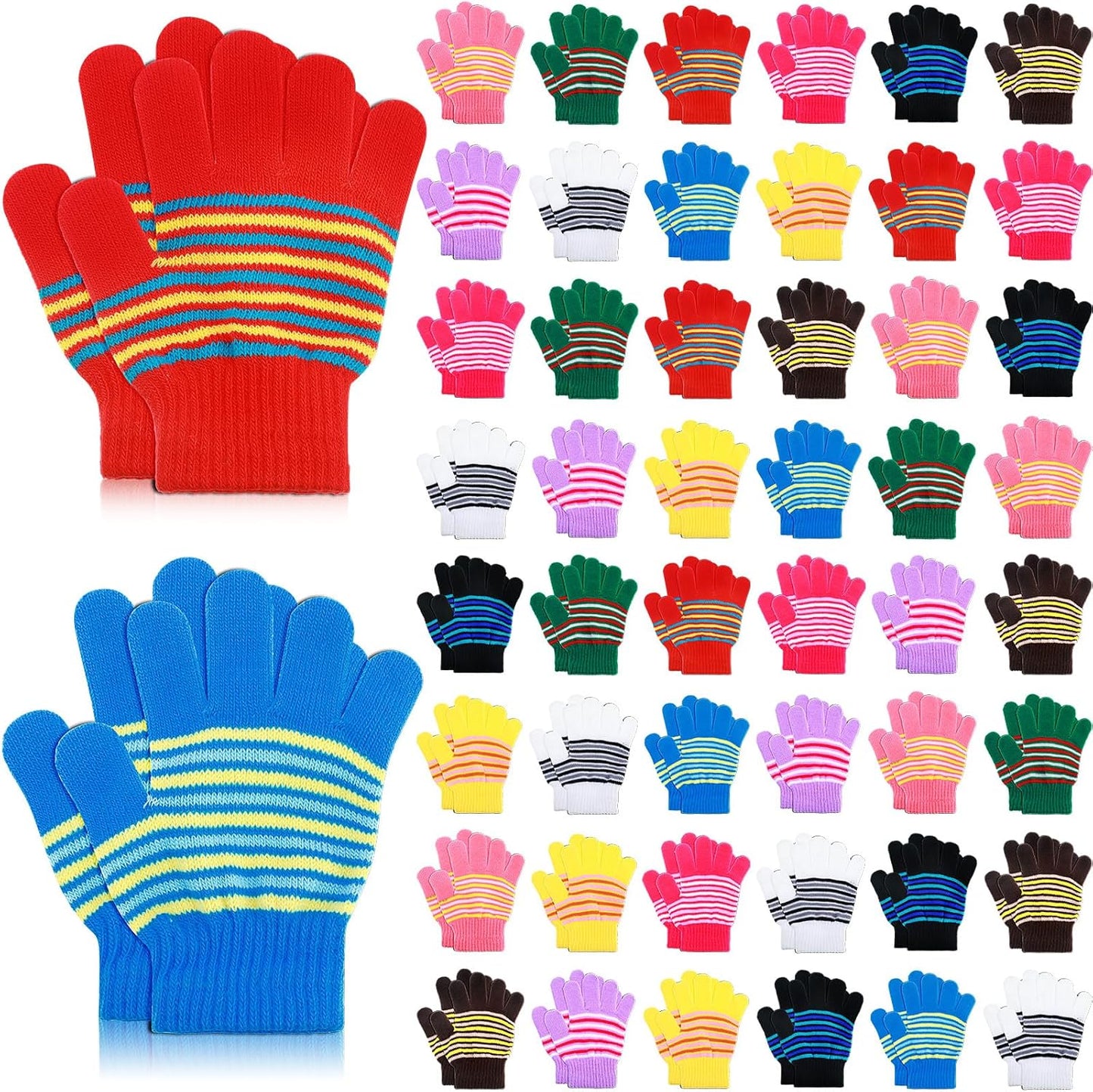 Kids Winter Gloves Bulk Stretchy Full Finger Knitted Gloves