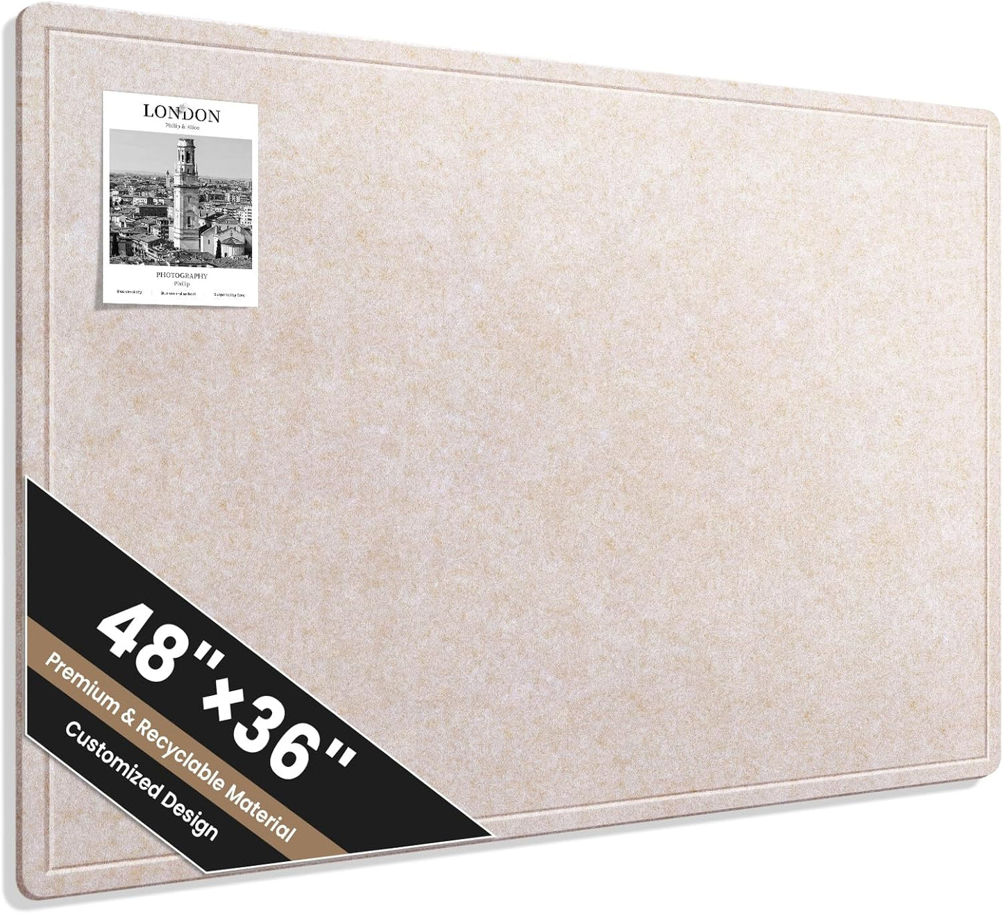 Large Bulletin Board 48 X 36 Inches Felt Cork Board for Home