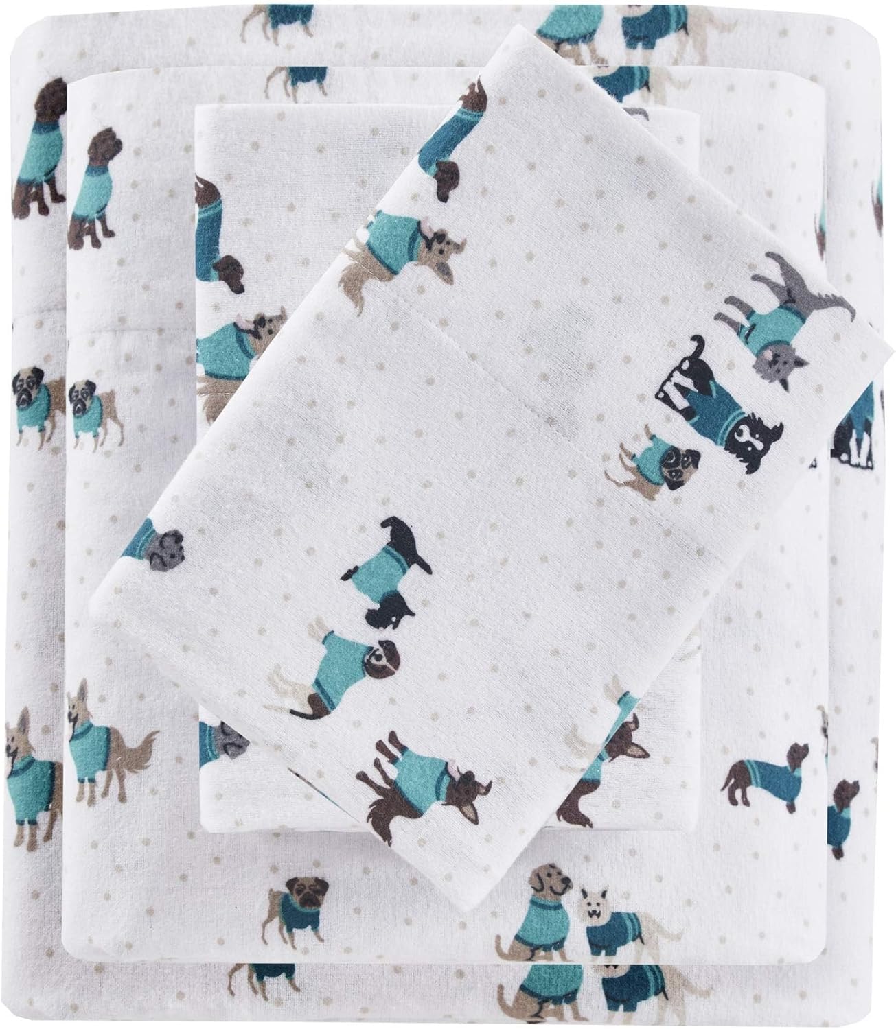 Cozy Soft 100% Cotton Flannel Print Animals Stars Sheet Set