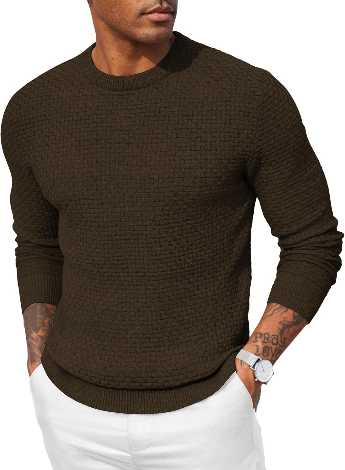 COOFANDY Slim Fit Crewneck Sweater
