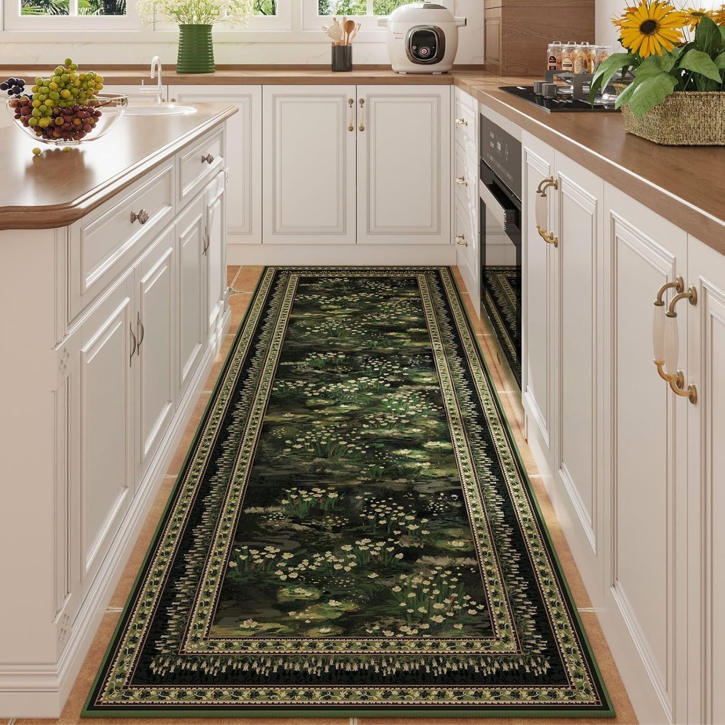Impressionist-Style Vintage Kitchen Runner Rug for Every Room