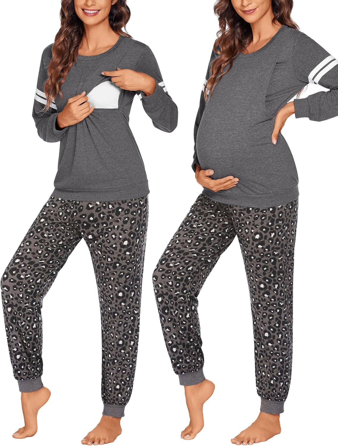 Ekouaer Maternity Pajama Set for Nursing and Breastfeeding Moms