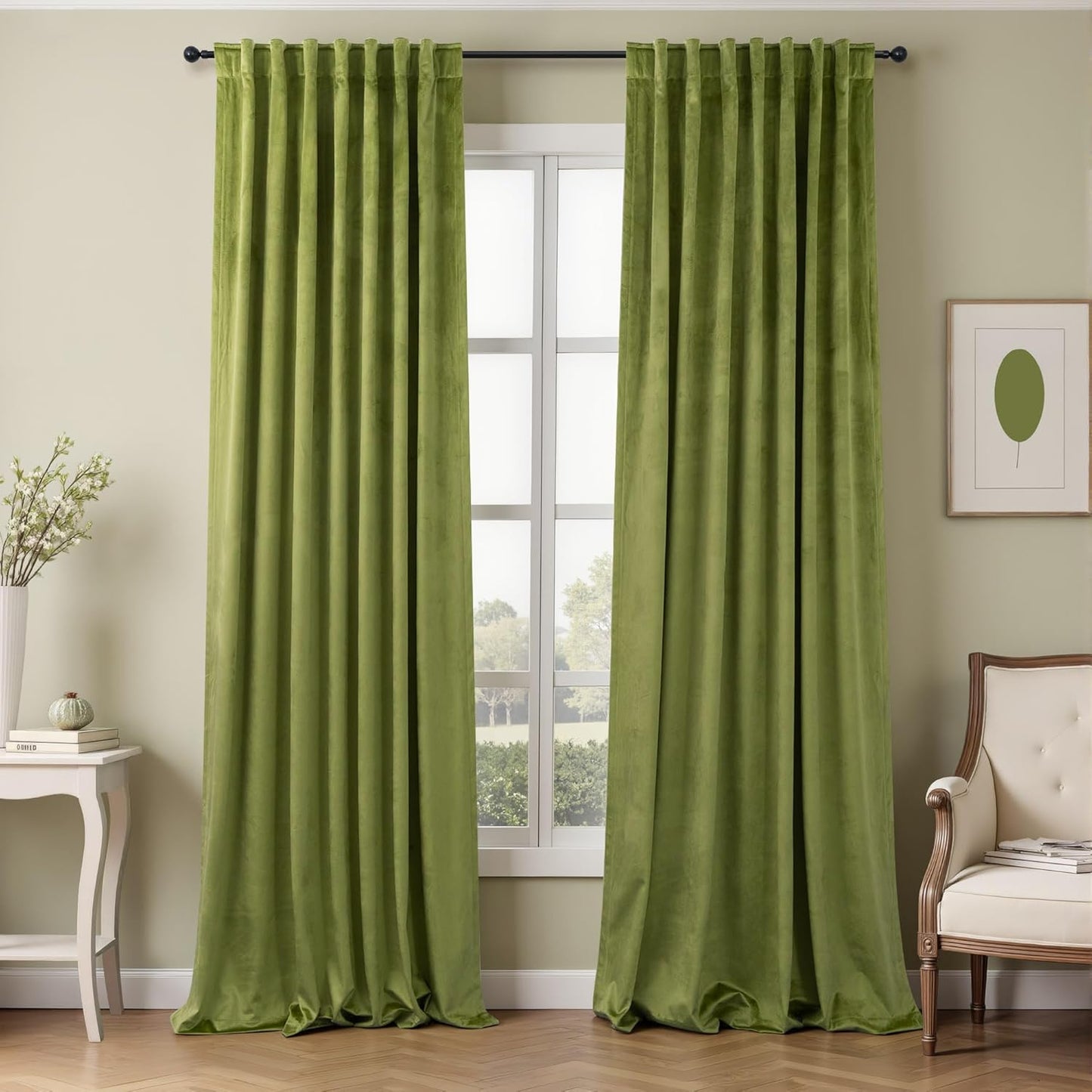 Luxurious Moss Green Velvet Curtains for Elegant Home Decor
