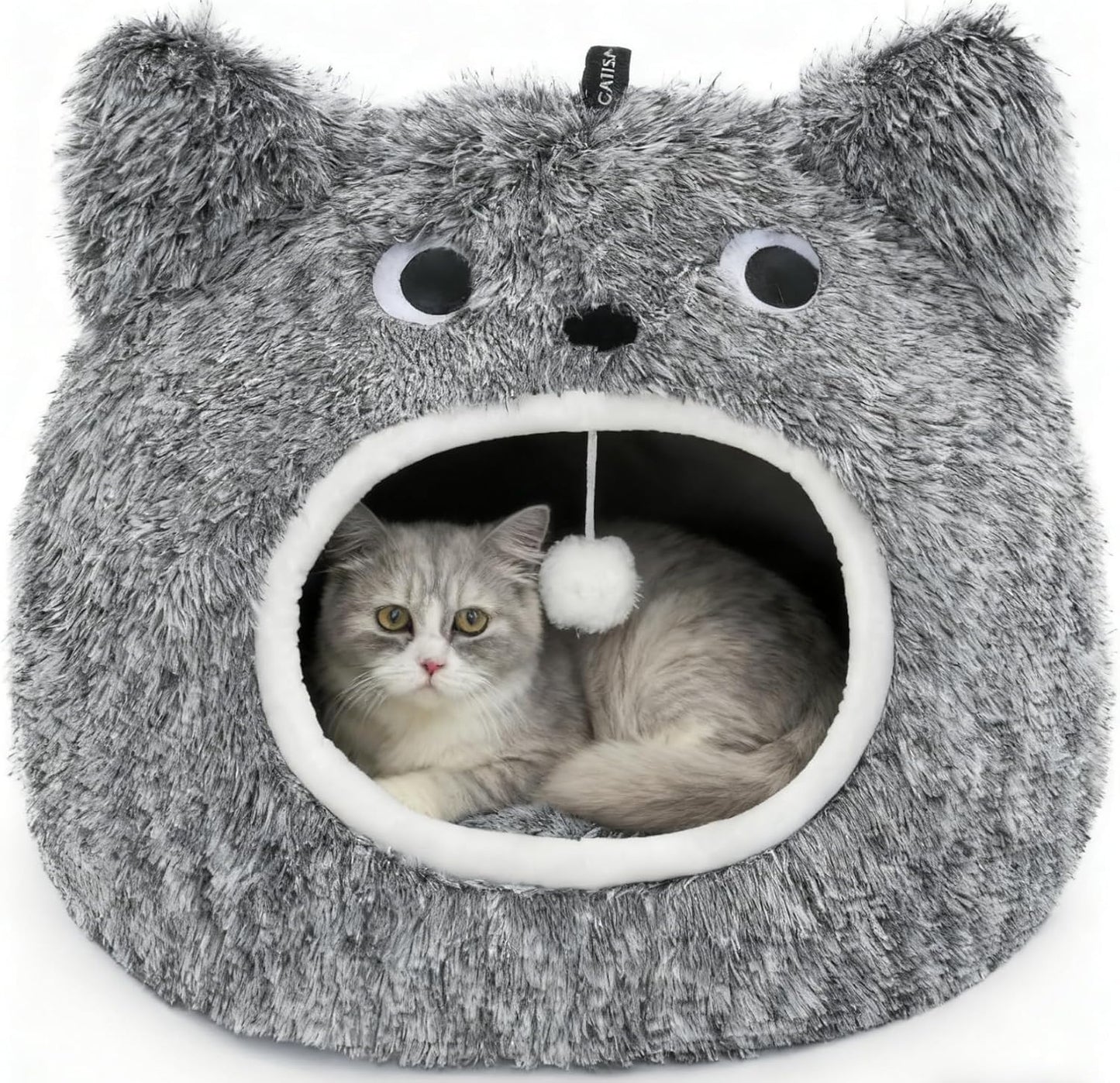 CATISM Cat Bed Cave for Indoor Cats - Cozy Plush Hooded Design