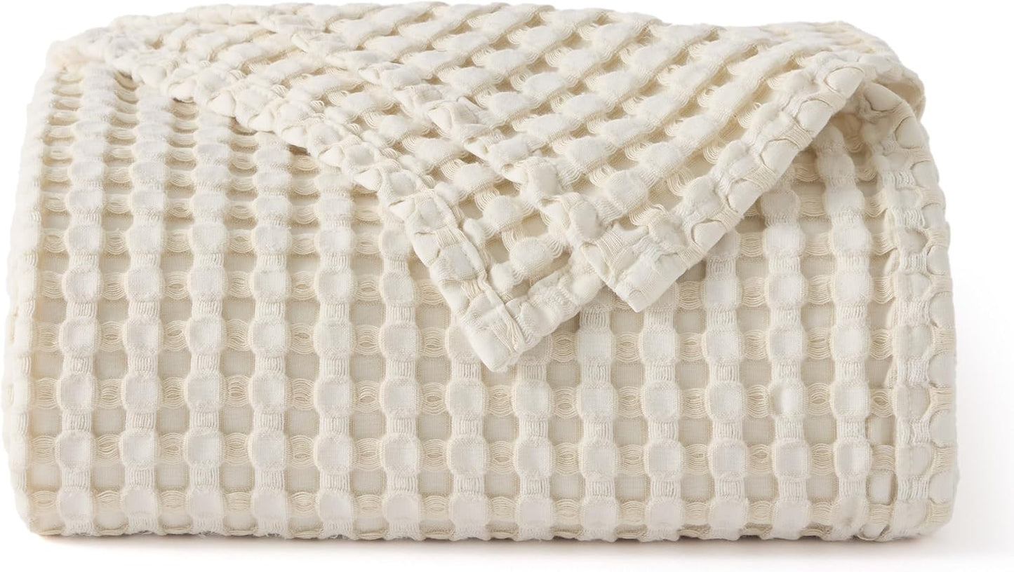 Bedsure Cooling Cotton Waffle Throw Blanket for Hot Sleepers