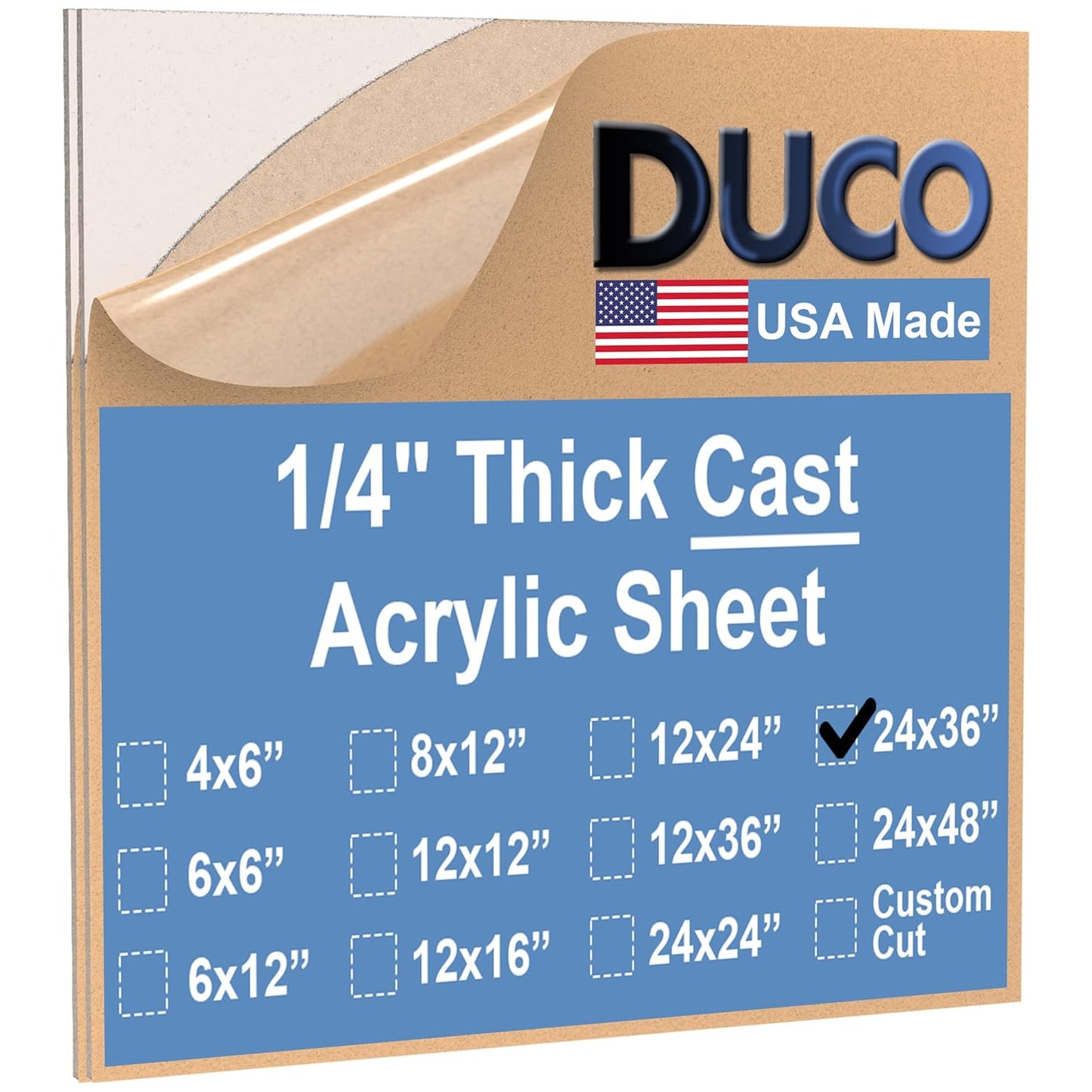 Duco USA-Made Clear Cast Acrylic Sheet for Versatile Projects