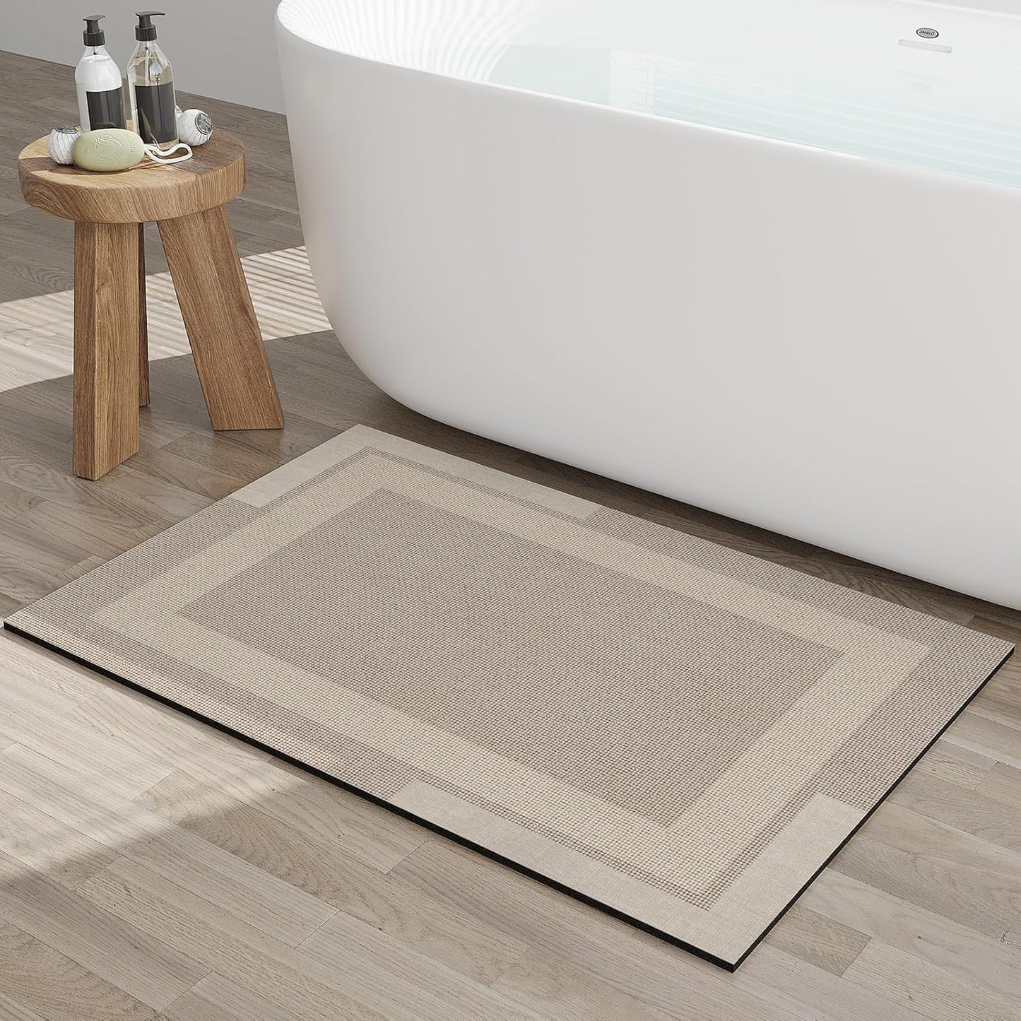 Non Slip Bath Mat with Rubber Backing for Quick Drying and Safety