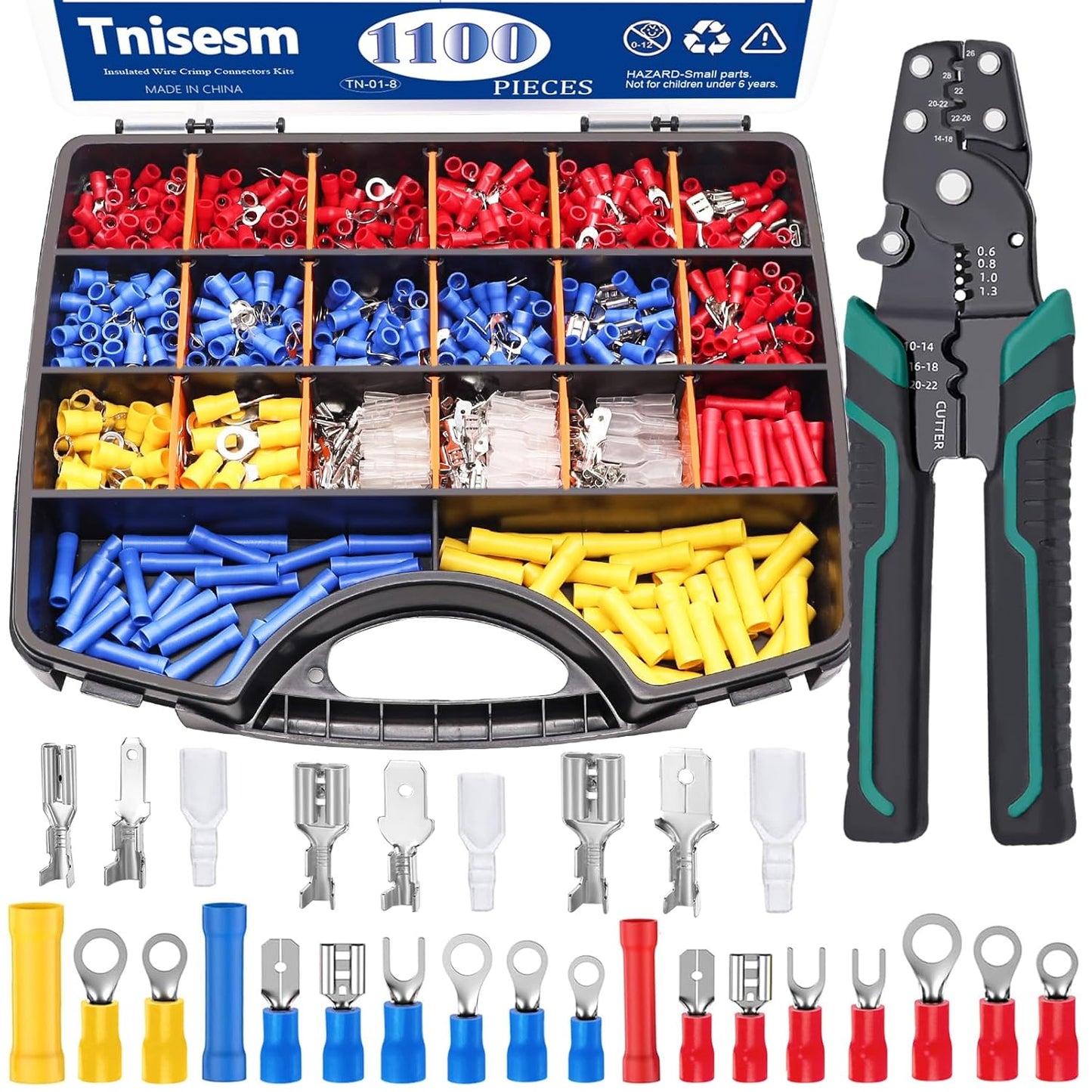 Tnisesm 1100pcs Wire Connectors - Multifunction Crimping Tool Kit
