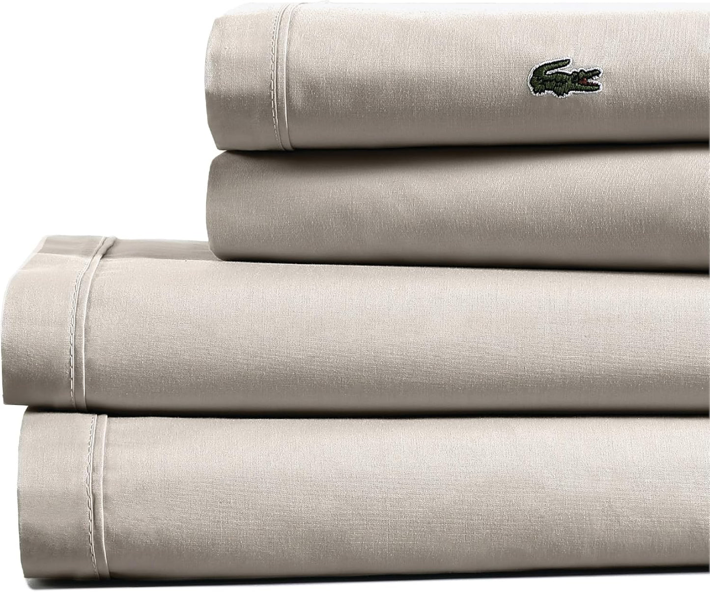 Lacoste 100% Cotton Percale 4-Piece Sheet Set for Comfort