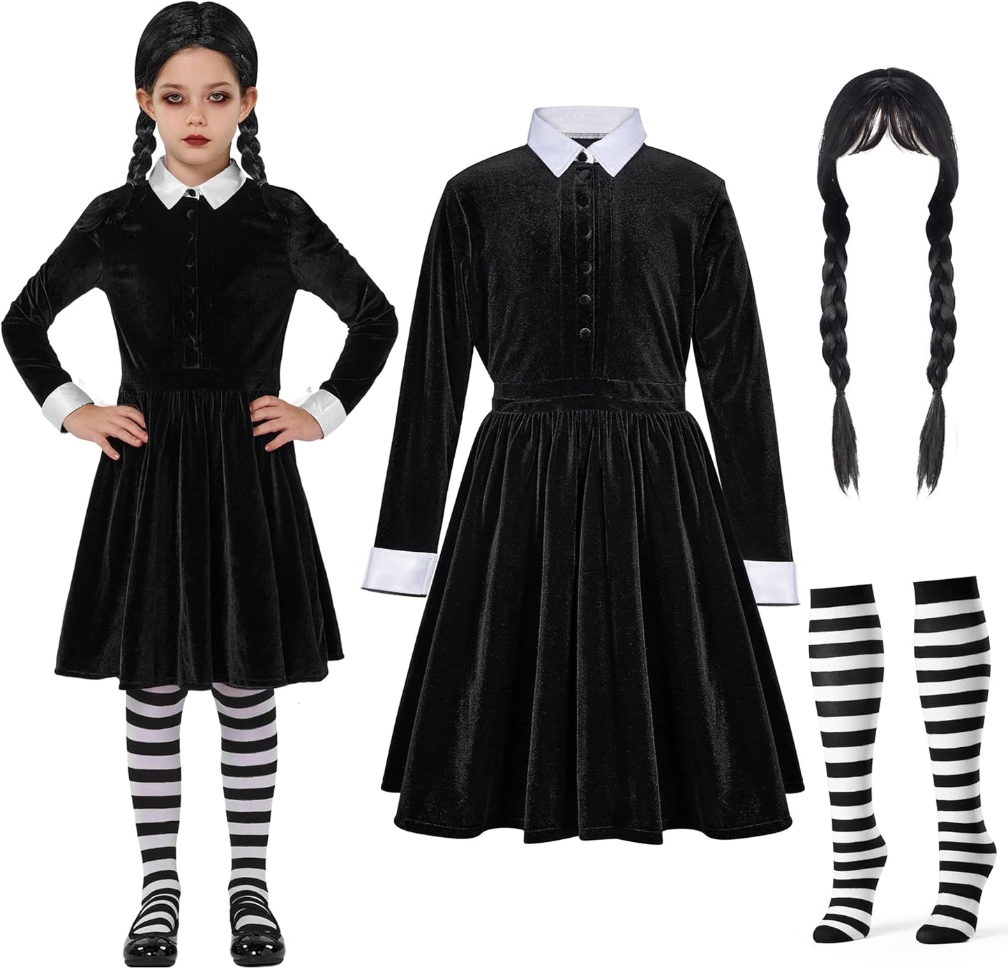 Spooktacular Creations Girls Collar Black Dress for Halloween