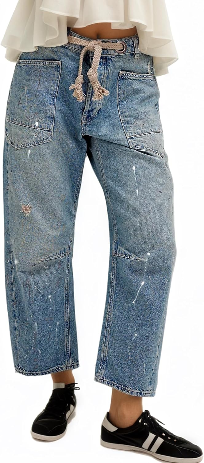 Womens Moxie Pull-On Barrel Jeans for Stylish Comfort