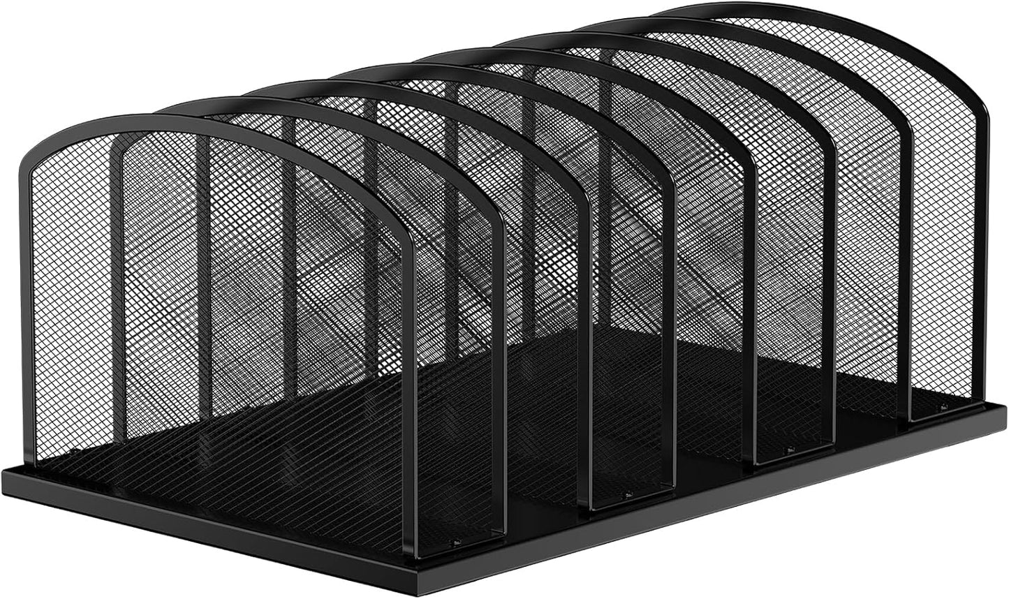 MAXIMIZE SPACE: Desk File Organizer Mesh Sorter - Black