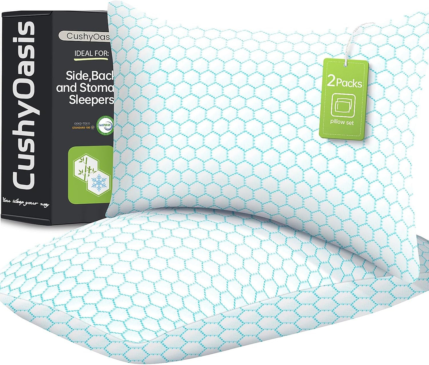Shredded Memory Foam Pillow Set for Comfortable Sleep