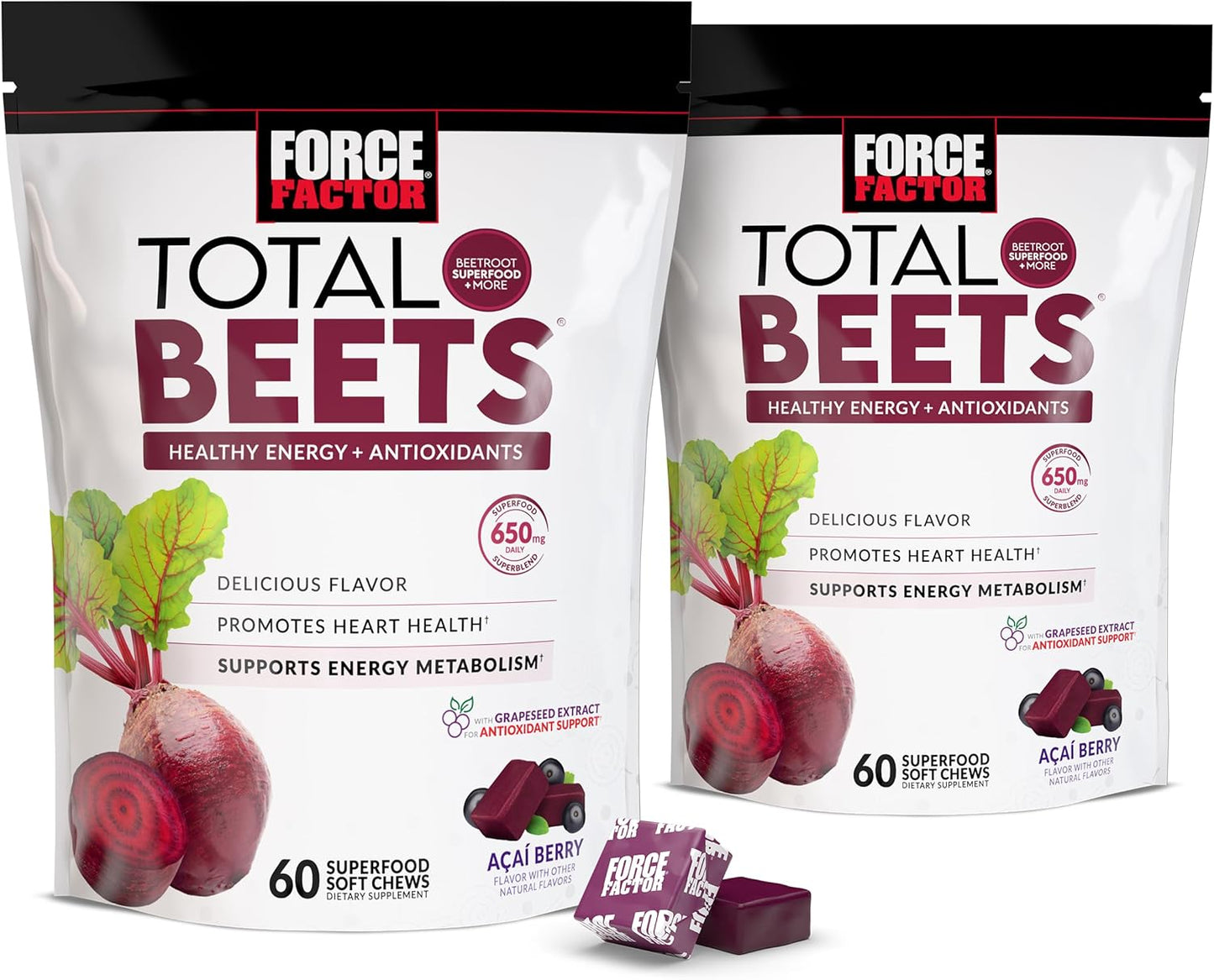 Force Factor Total Beets Soft Chews for Heart-Healthy Energy