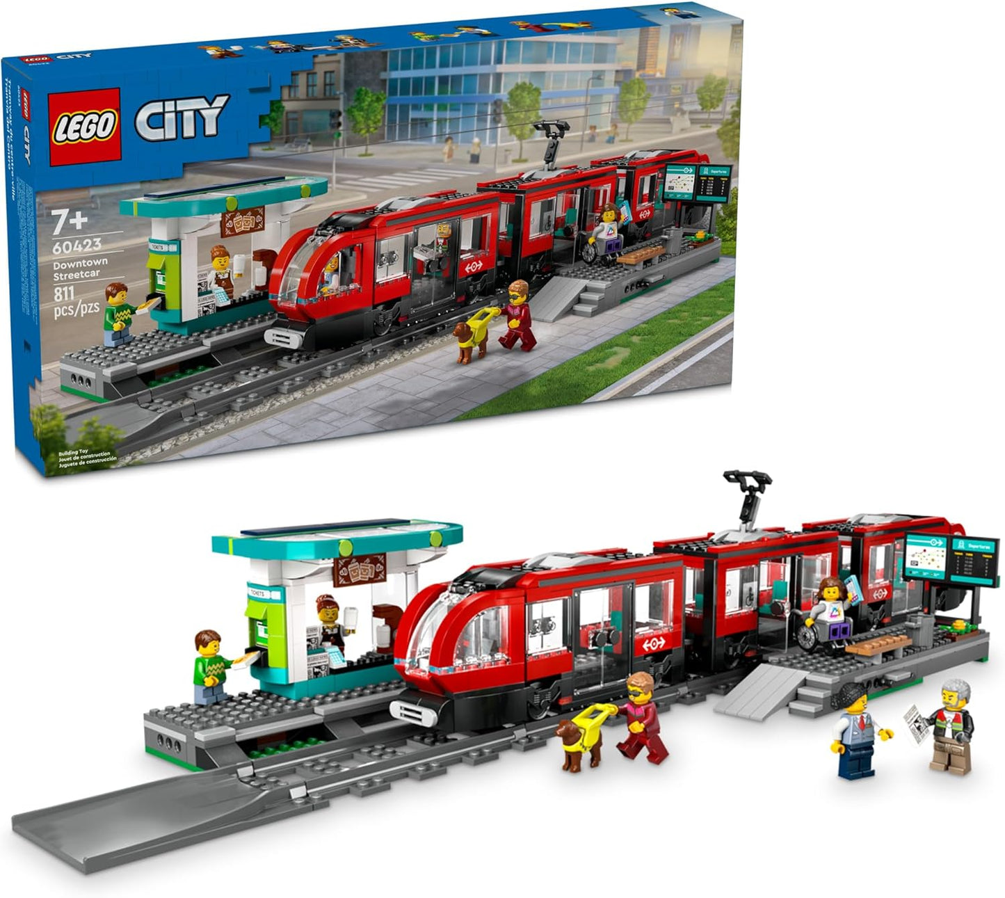 LEGO City Downtown Streetcar and Station Train Set for Kids