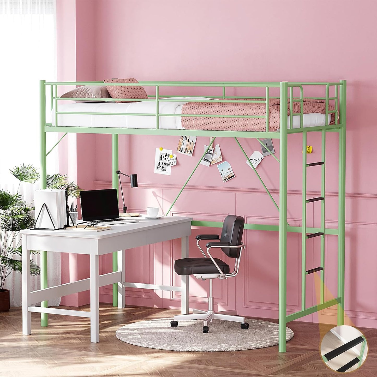 VINGLI 71 Inches Tall Loft Bed Twin Size for Kids and Teens