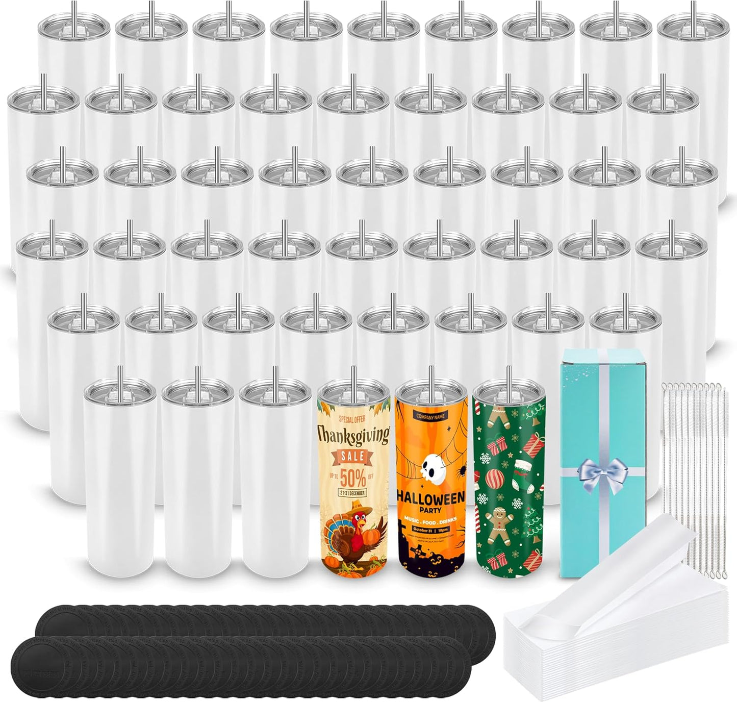 20 oz Sublimation Tumblers 50 Pack for DIY Craft Projects