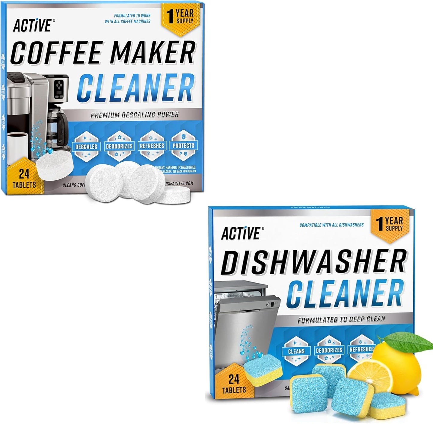 24ct Coffee & Dishwasher Cleaning Tabs Set - All-in-One Clean