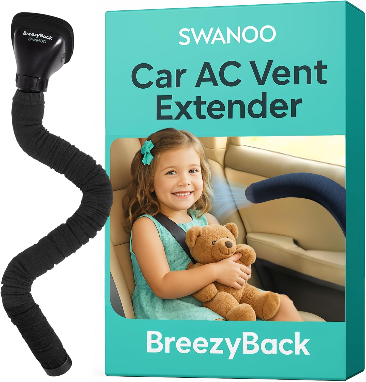 Swanoo Car AC Vent Extender for Backseat Comfort 10ft