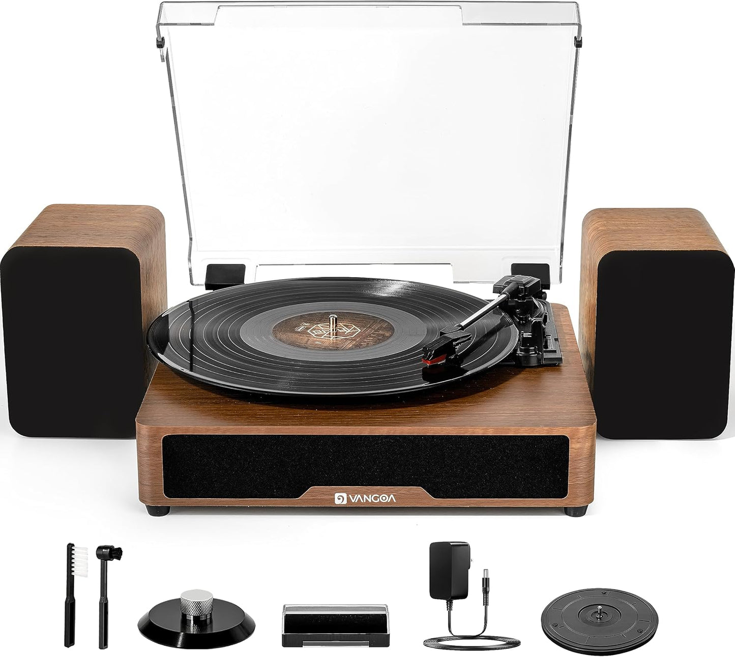 Vinyl Record Player Turntable with Bluetooth and Stereo Speakers