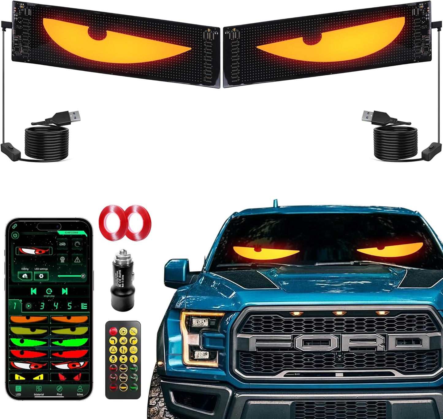Devil's Eye Dual LED Eyes: Custom Car Sign for Any Occasion