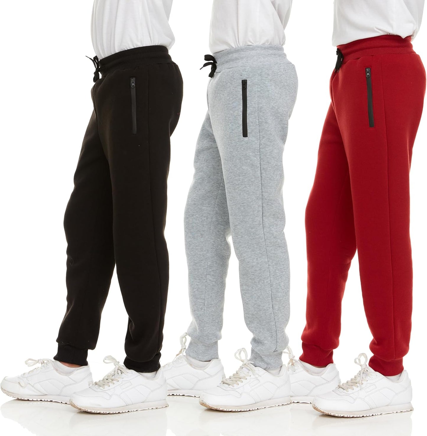 Boys Sweatpants Fleece Athletic Joggers with Zipper Pocket