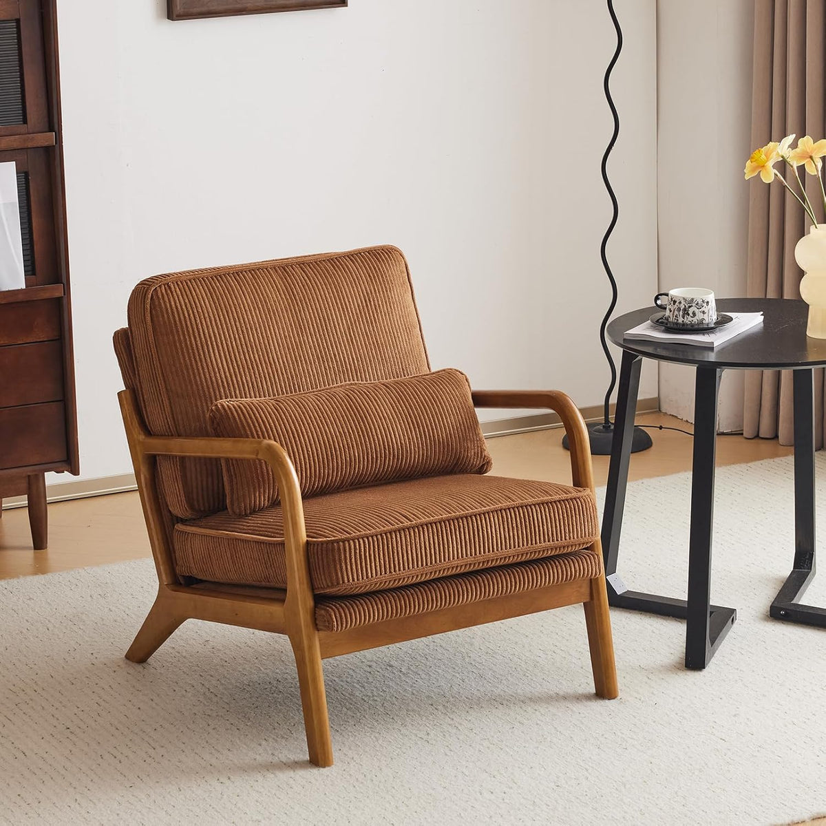 Mid-Century Modern Accent Chair with Pillow for Cozy Living